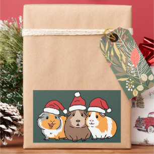 Sticker Rectangulaire Joyeux Pigmas Cochon d'Inde Noël Amoureux des Anim