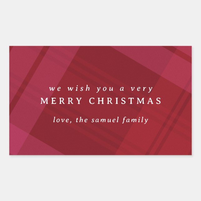Sticker Rectangulaire Joyeux rouge clair Noël plaid simple vacances (Devant)