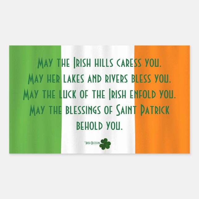 Sticker Rectangulaire Joyeux Shamrock du drapeau irlandais de St. Patric (Devant)