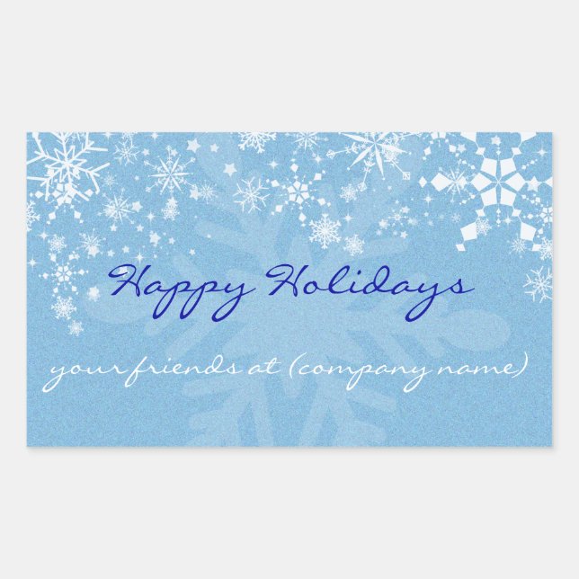 Sticker Rectangulaire Joyeux Snowflakes Vin Étiquette/Sticker (Devant)