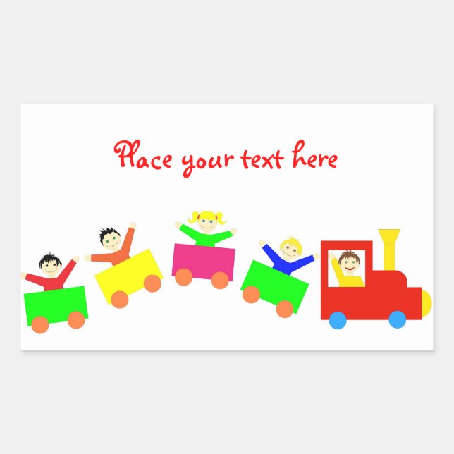 Sticker Rectangulaire Joyeux Train pour enfants (Devant)
