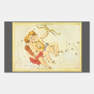 Sticker Rectangulaire Jumeaux Gémeaux Constellation Vintage Urania's Mir