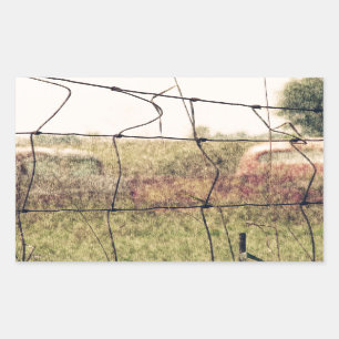 Sticker Rectangulaire Junkyard rural, Vechicles s'écartant dans un champ