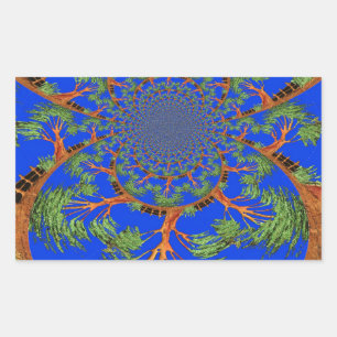 Sticker Rectangulaire Kaleidoscope Acacia Arbre Art Imprimer/Graphique