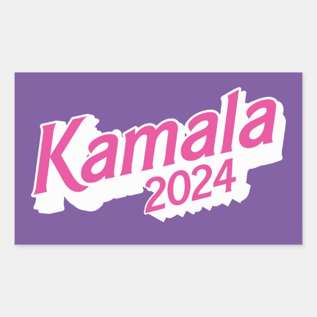 Sticker Rectangulaire Kamala 2024 couleur rose et violet (Devant)
