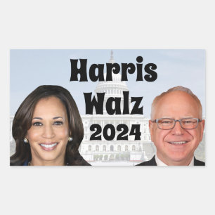 Sticker Rectangulaire Kamala Harris et Tim Walz 2024