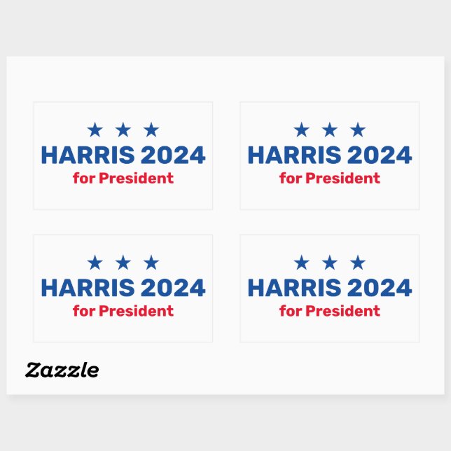 Sticker Rectangulaire Kamala Harris Pour Président 2024 (Feuille)