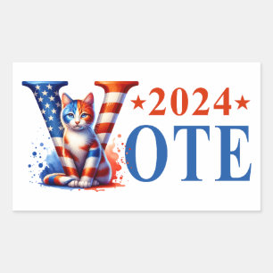 Sticker Rectangulaire Kamala Harris Vote 2024 Cat Patriotic