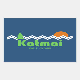 Sticker Rectangulaire Katmai National Park Retro