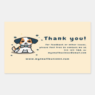Sticker Rectangulaire Kawaii chiot merci informations commerciales