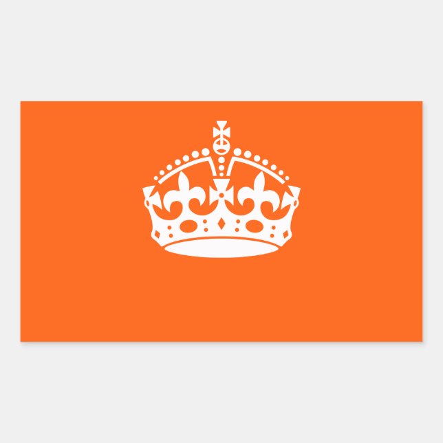 Sticker Rectangulaire KEEP CALM CROWN Icon on Orange Customize This (Devant)