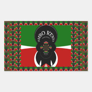 Sticker Rectangulaire Kenya Lovely back rouge vert coeur ethnique tribal