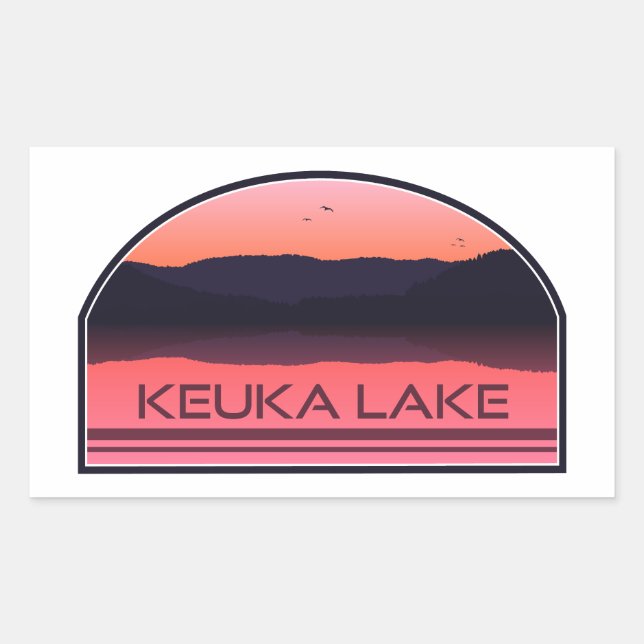 Sticker Rectangulaire Keuka Lake New York Red Sunrise (Devant)