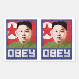 Sticker Rectangulaire Kim Jong Un Propaganda - OBEY -