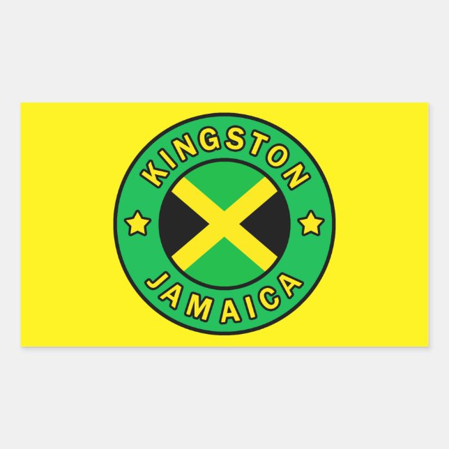 Sticker Rectangulaire Kingston Jamaïque (Devant)