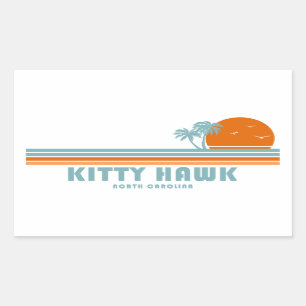Sticker Rectangulaire Kitty Hawk Caroline du Nord Sun Palm Trees