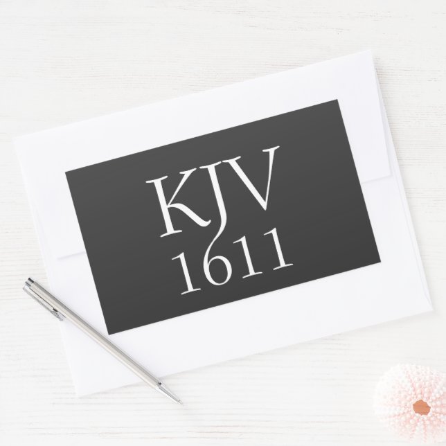 Sticker Rectangulaire KJV 1611 Chrétien noir et blanc (Enveloppe)