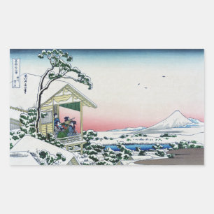 Sticker Rectangulaire Koishikawa Tea House View Mt Fuji par Hokusai
