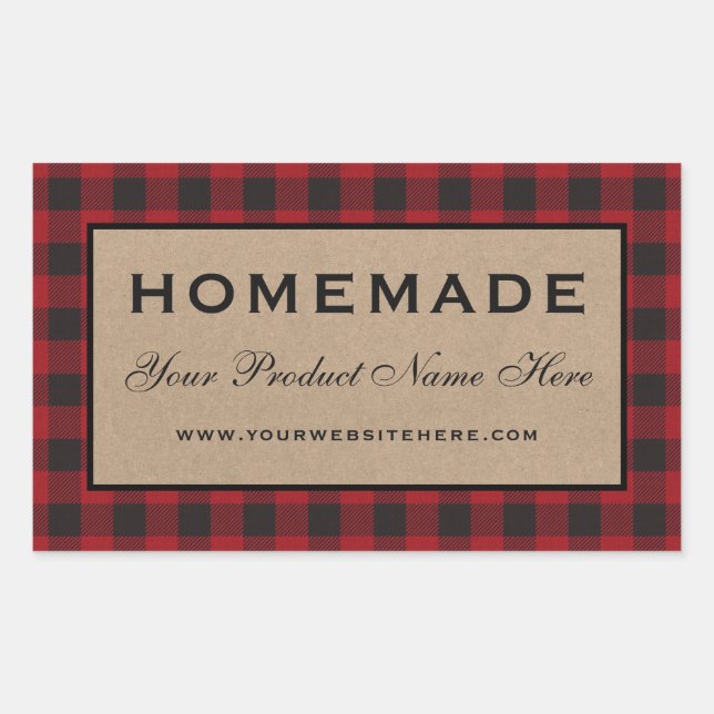 Sticker Rectangulaire Kraft rouge en plastique maison (Devant)