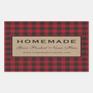 Sticker Rectangulaire Kraft rouge en plastique maison