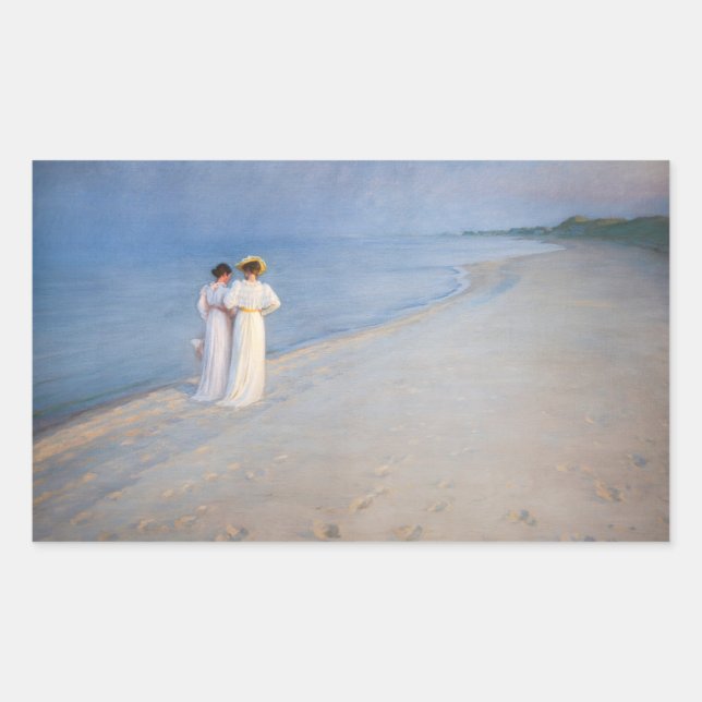 Sticker Rectangulaire Kroyer - Soirée d'été sur Skagen Beach (Devant)