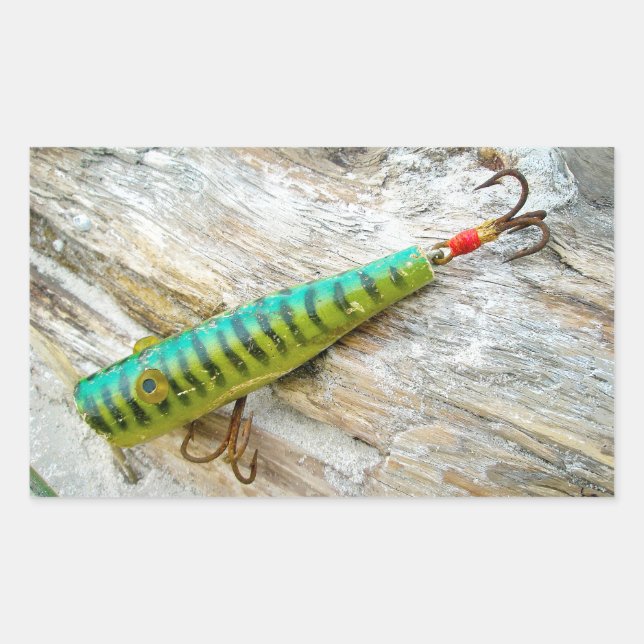 Sticker Rectangulaire L Cooper Goo Goo Eyes Antique Pêche Lure (Devant)