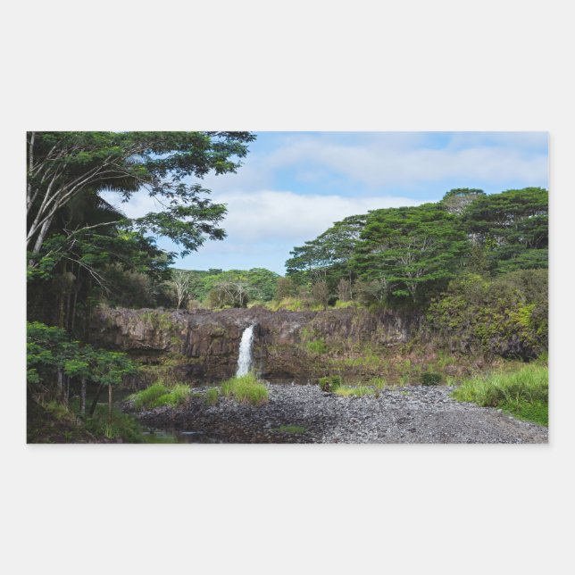 Sticker Rectangulaire la chute de wai'ale dans le parc national du fleuv (Devant)