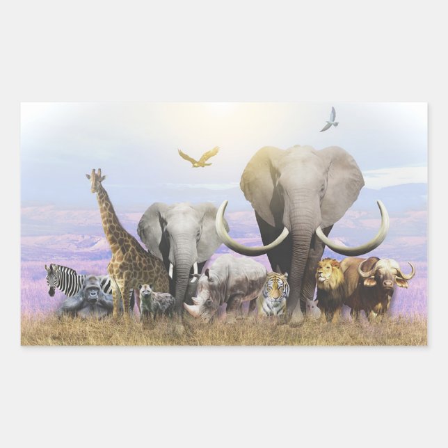 Sticker Rectangulaire La faune sauvage (Devant)