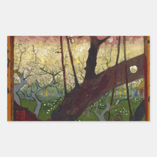 Sticker Rectangulaire La japonaise de Van Gogh après Hiroshige