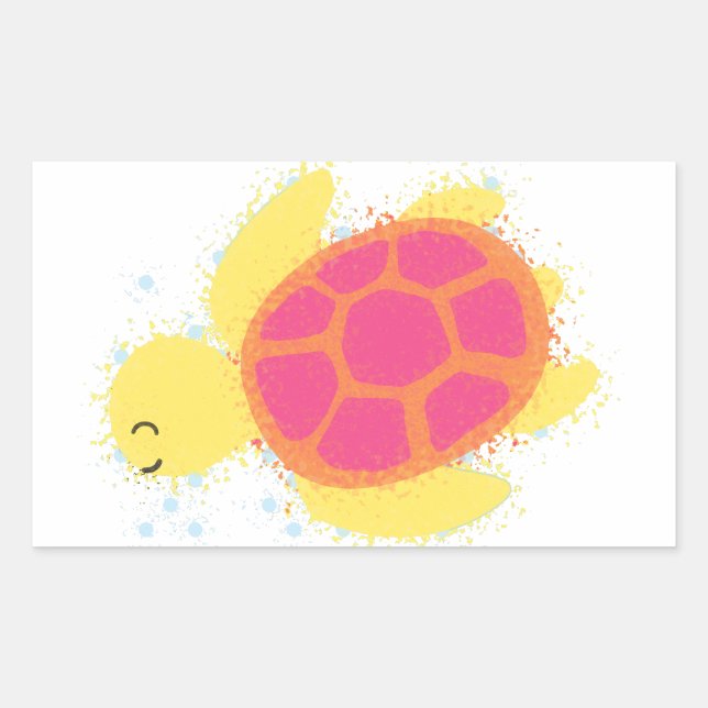 Sticker Rectangulaire La jolie tortue de mer (Devant)