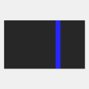 Sticker Rectangulaire La Ligne Bleue Mince Symbolique sur Noir