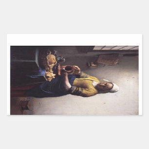Sticker Rectangulaire La Milkmaid de Johannes Vermeer