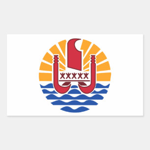 Sticker Rectangulaire La Polynésie française diminue, Drapeau Polynés