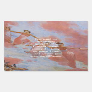 Sticker Rectangulaire La Prière Sérénité Avec La Peinture Des Anges Vola