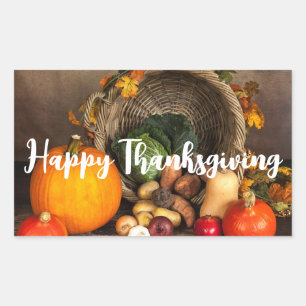 Sticker Rectangulaire La récolte abondante de Cornucopia de Thanksgiving