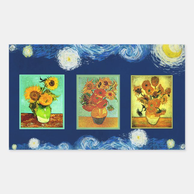 Sticker Rectangulaire La série de tournesols de Van Gogh (Devant)