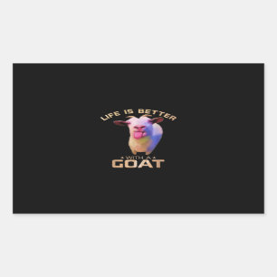 Sticker Rectangulaire La Vie Est Meilleure Avec Un Cadeau De Chèvre