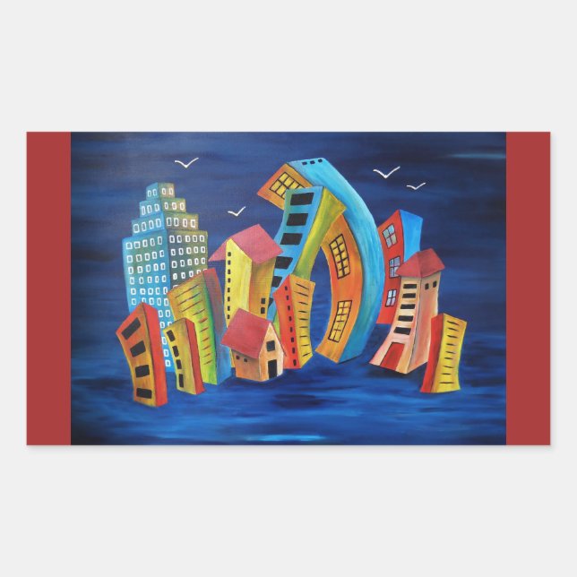 Sticker Rectangulaire La ville flottante (Devant)