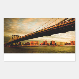 Sticker Rectangulaire La vue de pont de Manhattan du côté de Brooklyn