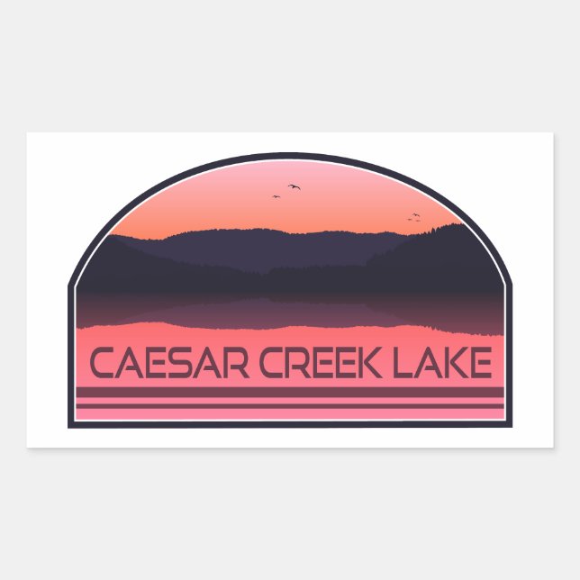 Sticker Rectangulaire Lac Caesar Creek Ohio Red Sunrise (Devant)
