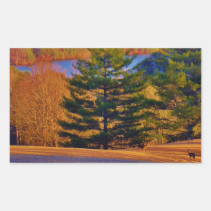 Sticker Rectangulaire Lac Deer & Mt