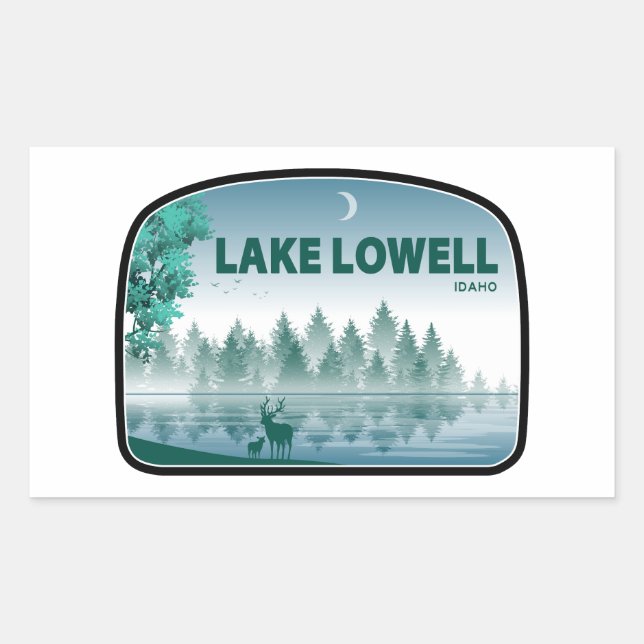 Sticker Rectangulaire Lac Lowell Idaho Deer (Devant)