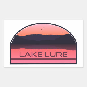 Sticker Rectangulaire Lac Lure Caroline du Nord Lever de soleil rouge