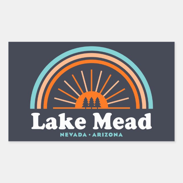 Sticker Rectangulaire Lac Mead Nevada Arizona Arc en ciel (Devant)
