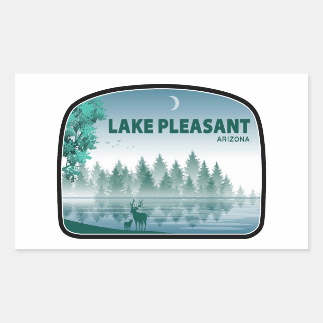 Sticker Rectangulaire Lac Pleasant Arizona Deer (Devant)