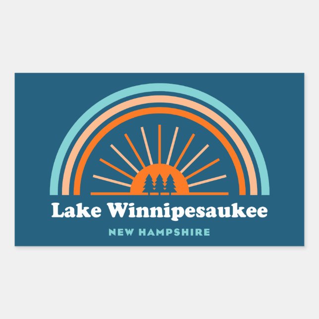 Sticker Rectangulaire Lac Winnipesaukee New Hampshire Rainbow (Devant)