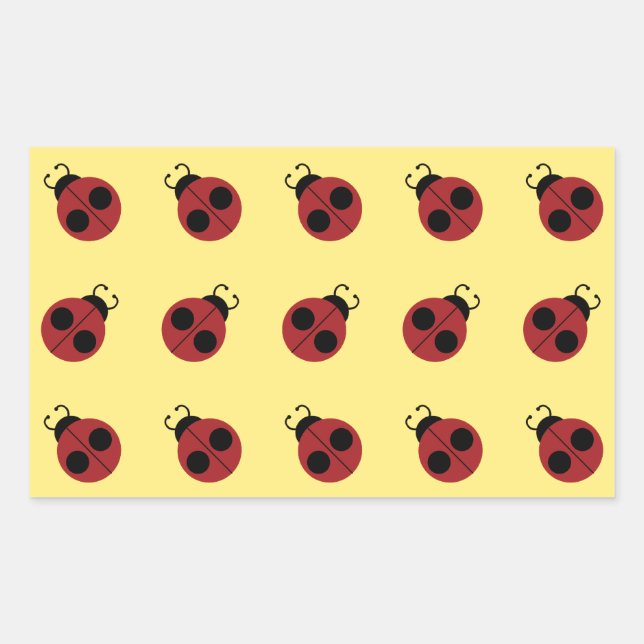 Sticker Rectangulaire Ladybug 60s rétro cool rouge jaune (Devant)