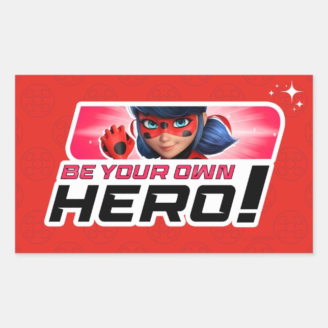 Sticker Rectangulaire Ladybug miraculeux | Soyez votre propre héros (Devant)