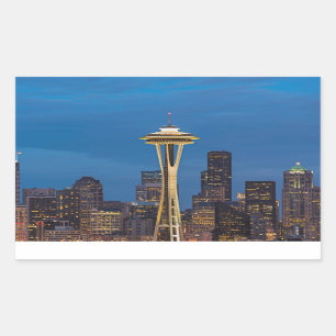 Sticker Rectangulaire L'aiguille de l'espace et Seattle du centre