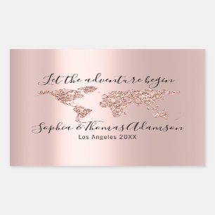 Sticker Rectangulaire Laisser l'aventure commencer Mariage Rose mondial 